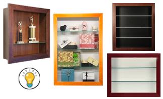 Open Wall Shadow Boxes with Shelves | Empty Open Shadow Boxes w Glass Shelves | Deep Open Shadowbox Frames - RD