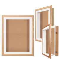 22"x28" SwingFrame Oak Shadow Box Display Case with Cork Board 3” Deep