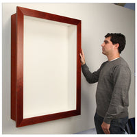 LARGE SHADOW BOX DISPLAY CASES 6 INCH DEEP (SHOWN IN CHERRY WITH WHITE INTERIOR BACKER)