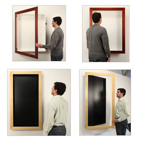 7" DEEP LARGE EMPTY SHADOWBOXES CAN BE BUILT UP TO 48" X 96" IN SIZE. SWING OPEN DOOR ALLOWS FOR EASY PLACEMENT OF YOUR POSTINGS AND 3-DIMENSIONAL ITEMS INSIDE THE DISPLAY CASE