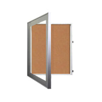 SwingFrame Designer Wall Mount Lighted Display Case with Cork Board with 2" Deep Interior in 10+ Sizes