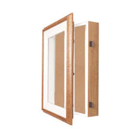 Oak Wood Frame Shadowbox 2" Deep SwingFrames + Cork Board + Interior Lighting
