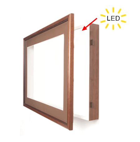 Designer Wood Frame Shadowbox SwingFrames with Interior Lighting | 4" Deep