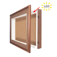 30x40 SwingFrame Designer Wood Framed Lighted Cork Board Display Case 3 Inch Deep