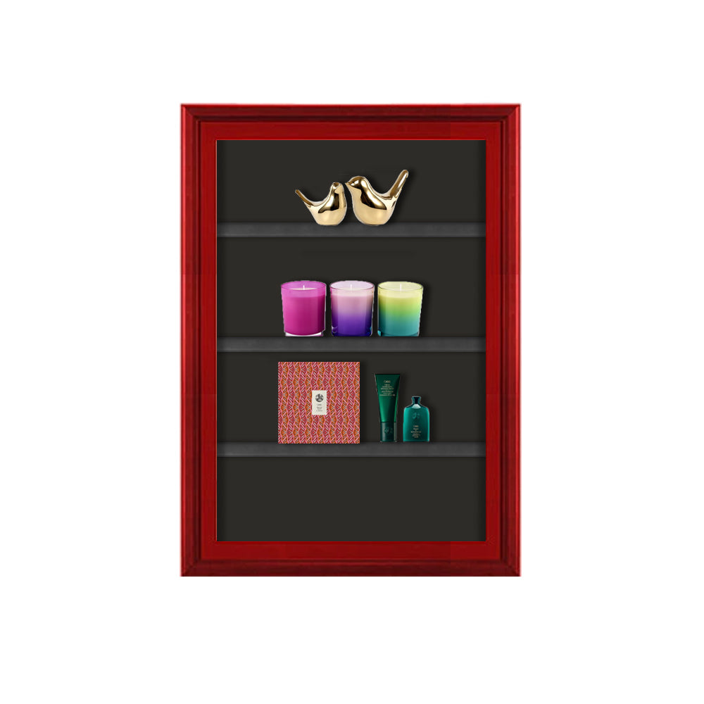 Designer Wood Frame Wall Display Case with Wooden Shelves 3