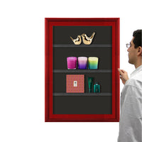 SwingFrame Designer Wood Frame Wall Mount Display Case 3" Deep with Wooden Shelves 25+ Sizes