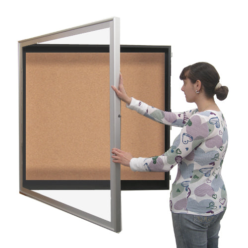 SwingFrame Designer 45 x 93 Wall Mounted Metal Framed Large Cork Board Display Case 8 Inch Deep