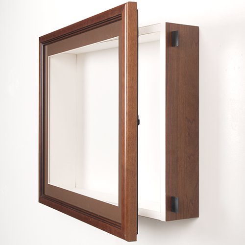 SwingFrame Designer Wood Framed 2-Inch Deep Shadow Box Display Case Interior in 10+ Swing Open Cabinet Sizes + Custom