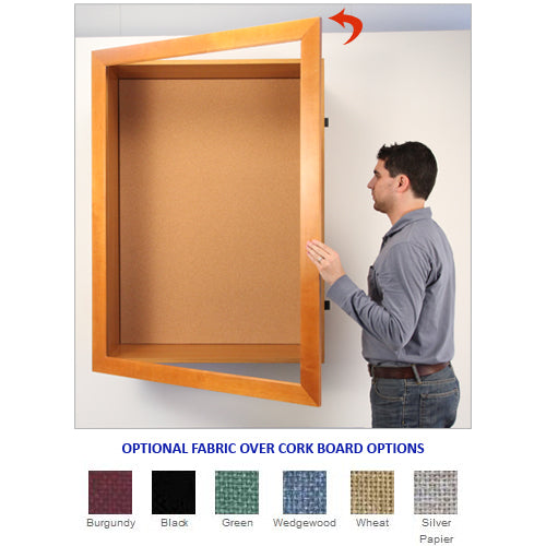 1" DEEP LARGE CORK BOARD SHADOW BOX DISPLAY CASE with LED LIGHTING (SHOWN in RICH WALNUT WOOD FINISH)