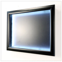 1 INCH DEEP SHADOW BOX (SHOWN in LANDSCAPE) with BLACK INTERIOR. ALL 4 INTERIOR SIDES HAVE LED STRIP LIGHTING INSTALLED.
