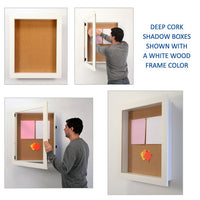 WHITE WOOD FRAMED SHADOW BOX DISPLAY CASES 3" DEEP with LED INTERIOR LIGHTING. | SWING-OPEN WIDE WOOD FRAME WITH OPTIONAL SIDE PLUNGE LOCK & KEY
