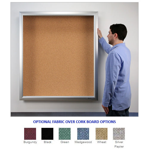 SUPER WIDE FACE LARGE CORK SHADOW BOX SWINGFRAME with 8" INTERIOR DEPTH (SHOWN in SATIN SILVER) IS PERFECT FOR POSTINGS & 3-DIMENSIONAL ITEMS