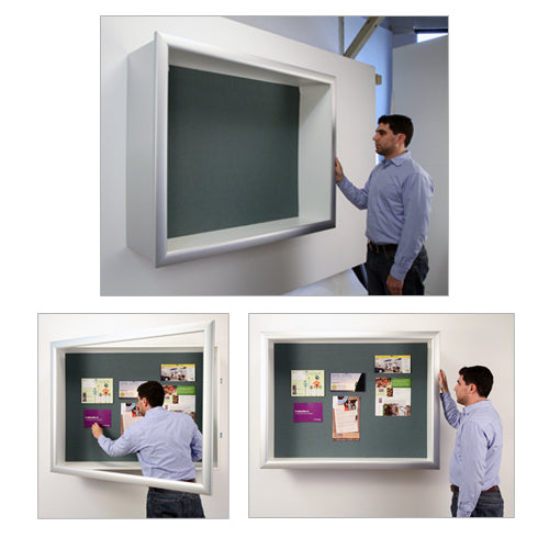 Large, Big and Deep Display Cases 3" DEEP Shadow Box with LED Lighting  | Shown with MUTED GREEN FABRIC