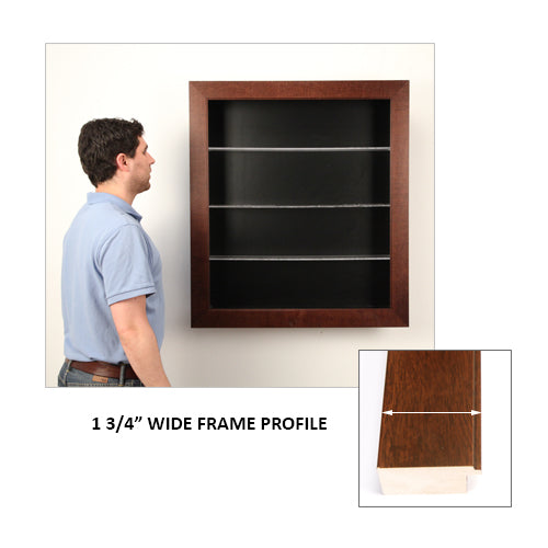1 3/4" WIDE WOODEN FRAMED SHADOW BOXES with SHELVES (8" INTERIOR DEPTH) | AVAILABLE in 9 WOOD FRAME FINISHES