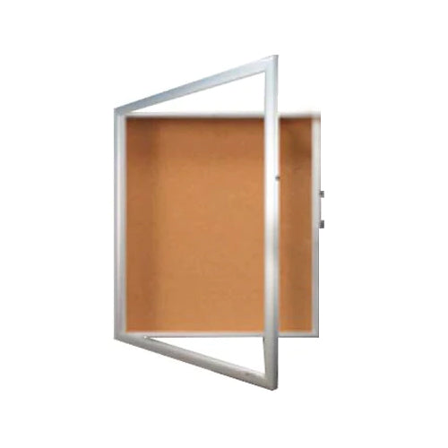 Large LED Lighted Shadow Box Display Case 8" Deep + Corkboard | SwingFrame  SUPER WIDE-FACE Metal Frame
