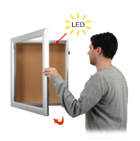 LED Lighted SUPER WIDE FACE Framed Cork Board Shadow Box Display Case 1" Deep
