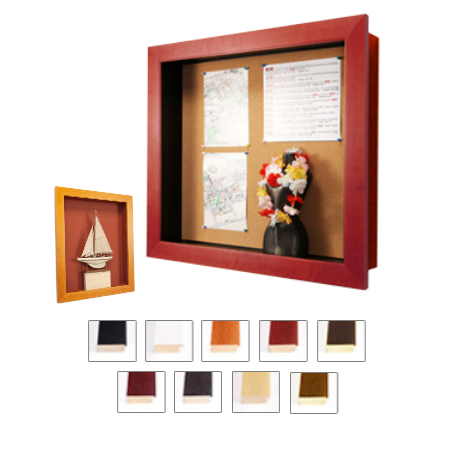 Open Wood Framed Shadow Boxes with Cork Board 1" Deep Interior