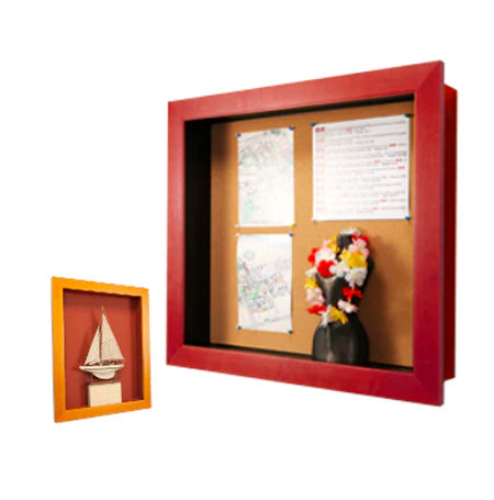 Open Wood Framed Shadow Boxes with Cork Board 2" Deep Interior
