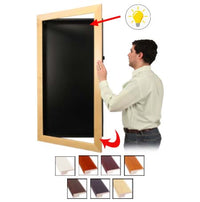LED Lighted Large Shadow Box Display Case WIDE WOOD Framed SwingFrames | 5" Deep Shadowbox Interior
