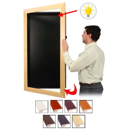 LED Lighted Large Shadow Box Display Case WIDE WOOD Framed SwingFrames | 8" Deep Shadowbox Interior