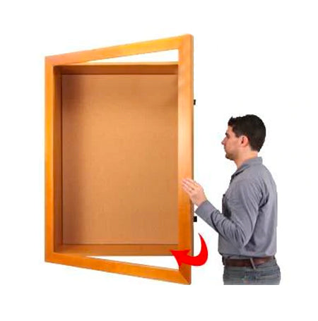 5" Deep LED Lighted Large Shadow Box Display Case with Cork Board | Wide Wood SwingFrame