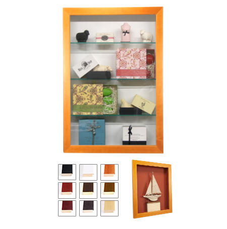 Open Face Wood Framed Shadow Box with Shelves (9" Deep)