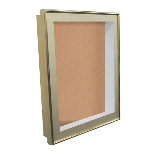 SwingFrame Designer Wall Mount Lighted Display Case with Cork Board 1" Deep