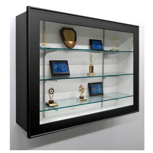 SwingFrame Metal Frame Lighted Display Cases 4” Deep + Glass Shelves ...