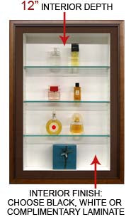 SwingFrame Designer Wood Frame Wall Mount Display Case 12" Deep with Wooden Shelves + 25 Sizes