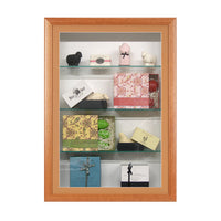 SwingFrame Designer Wood Wall Mounted Display Case with Shelves 12” Deep