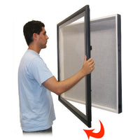 44x68 SwingFrame Designer Wood Framed Large Cork Board Display Case 2 Inch Deep