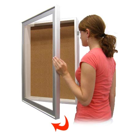 SwingFrame Designer 2" Deep Shadow Box Display Case with Cork Board | Indoor Metal Cabinet in 10+ Standard + Custom Sizes