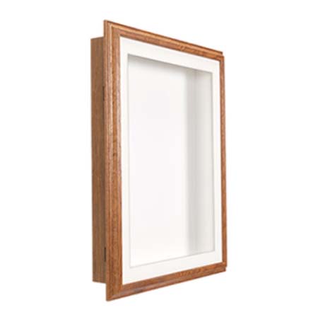 SwingFrame Designer Wood Oak Wall Display Case 4" Deep | Swing Open Frame 12 Sizes + Custom
