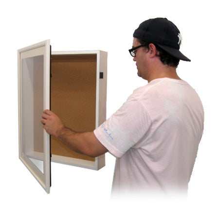 SwingFrame Designer Wood Shadow Box Display Case with Cork Board 1” Deep