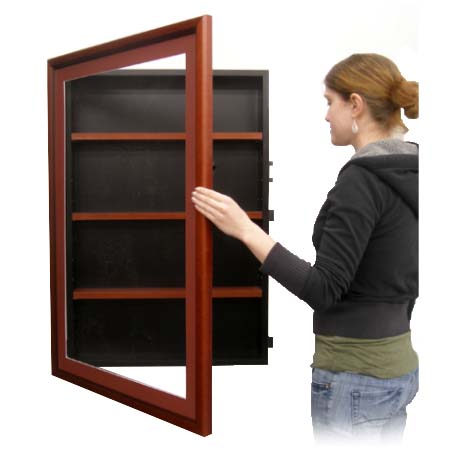 Designer Wood Shadow Box Swingframes with Wooden Shelves (8" Deep)