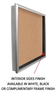 Empty Shadow Box SwingFrame with Cork Board 6" Deep Interior | Black Interior Cabinet | Metal Framed Shadowbox