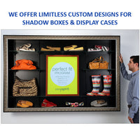 CALL US TO CUSTOM DESIGN YOUR OPEN SHADOW BOXES DISPLAY CASES! BUILD YOUR DISPLAY with ANY PICTURE FRAME, TO ANY SIZE & ANY DEPTH!