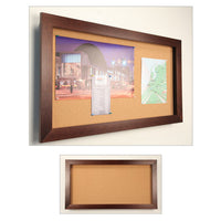 WIDE WOOD ENCLOSED CORK BOARD SHADOW BOXES 1" DEEP CAN BE BUILT LANDSCAPE (SHOWN in RICH WALNUT)