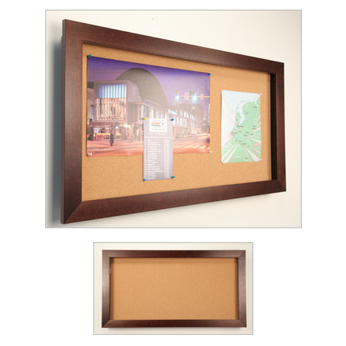 WIDE WOOD ENCLOSED CORK BOARD SHADOW BOXES 4" DEEP CAN BE BUILT LANDSCAPE (SHOWN in RICH WALNUT)